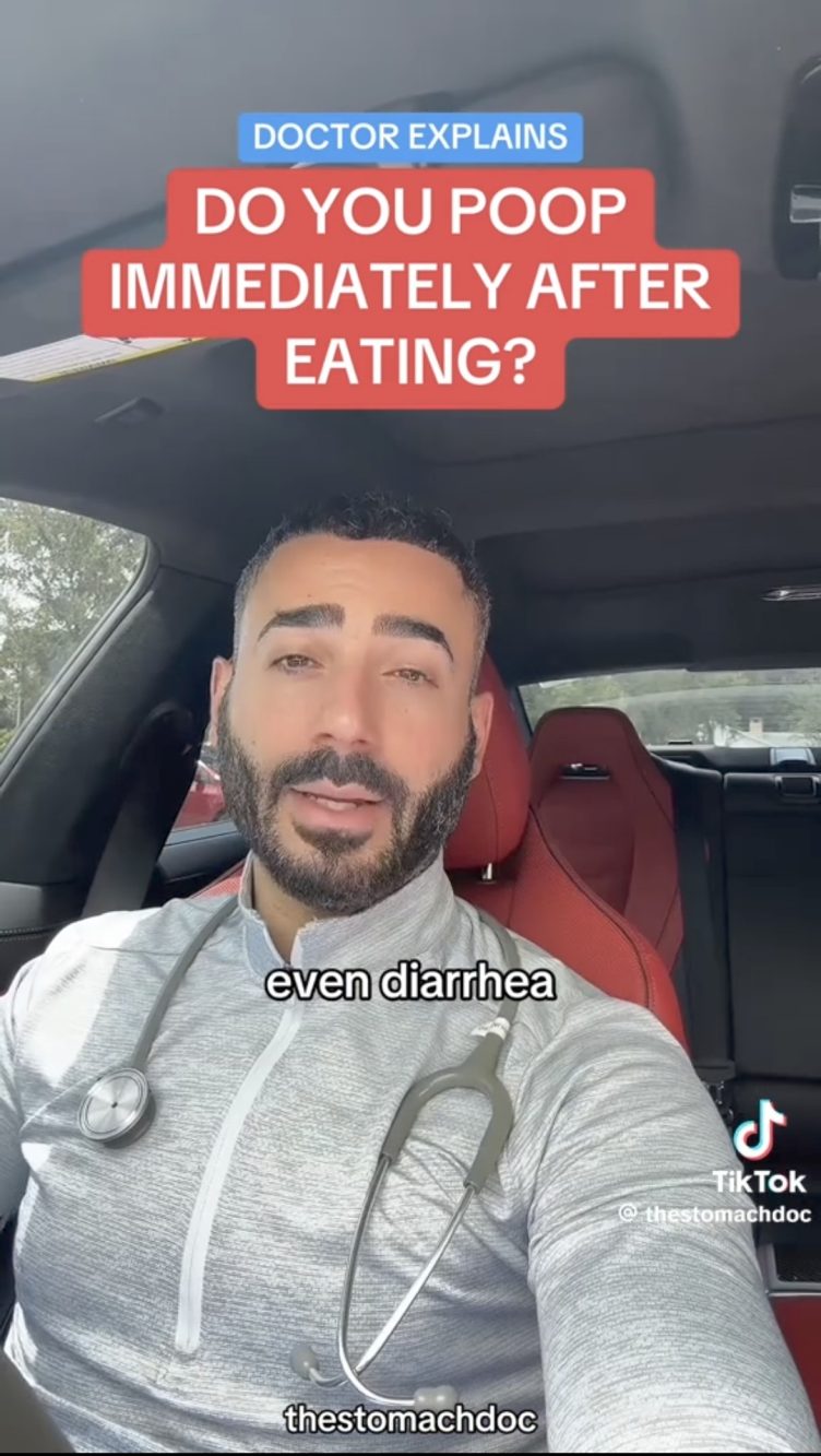 'The Stomach Doc' ha spiegato perché molte persone sentono il bisogno di correre in bagno subito dopo aver mangiato.