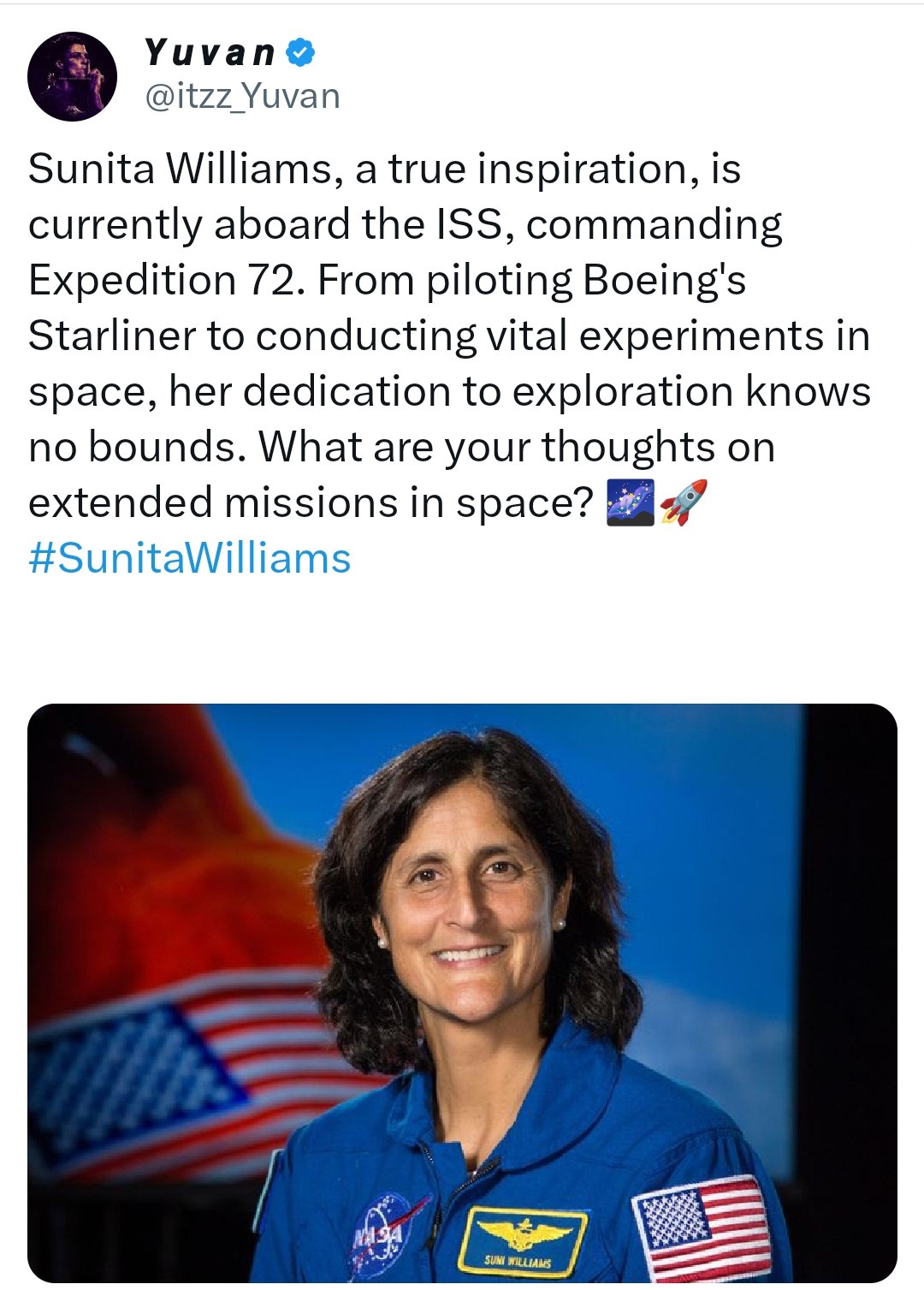 L'astronauta statunitense è molto apprezzata dagli amanti delle esplorazioni nello spazio. 