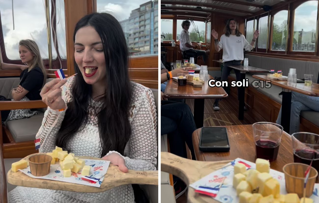 L'esperienza preferita della tiktoker italiana ad Amsterdam è stata il giro in battello con formaggi e vino illimitati