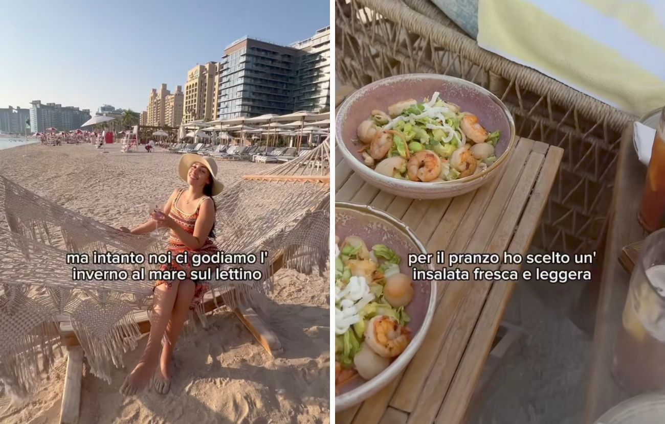 Asia ha trascorso una giornata a mare a Dubai, tra pranzi leggeri e relax, per di più in pieno gennaio.