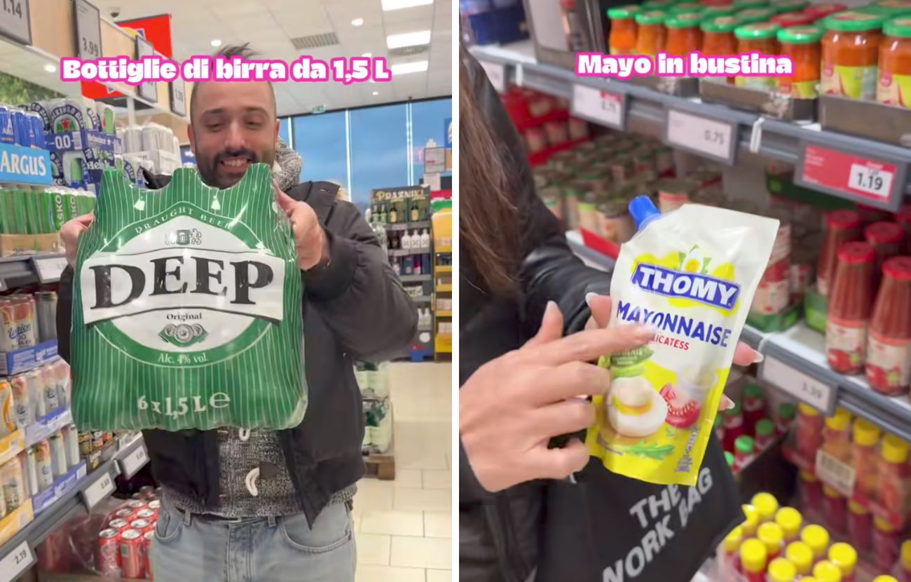 In Slovenia la mayonese è venduta in bustine di plastica e la birra in bottiglie di plastica da 1.5 litri: due formati che non convincerebbero gli italiani.