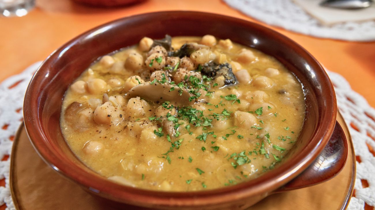 Zuppa ceci e funghi