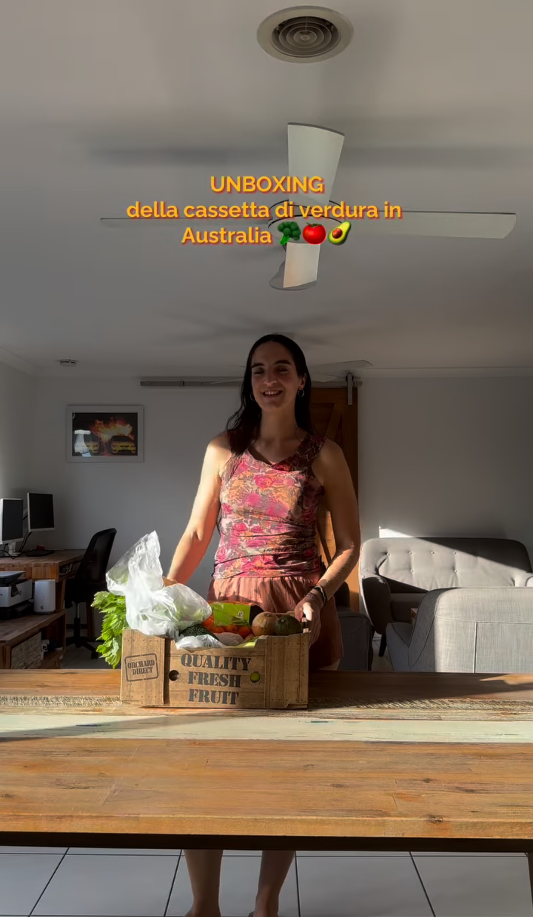 Il box contenente frutta e verdura che la nostra connazionale ha acquistato in Australia.