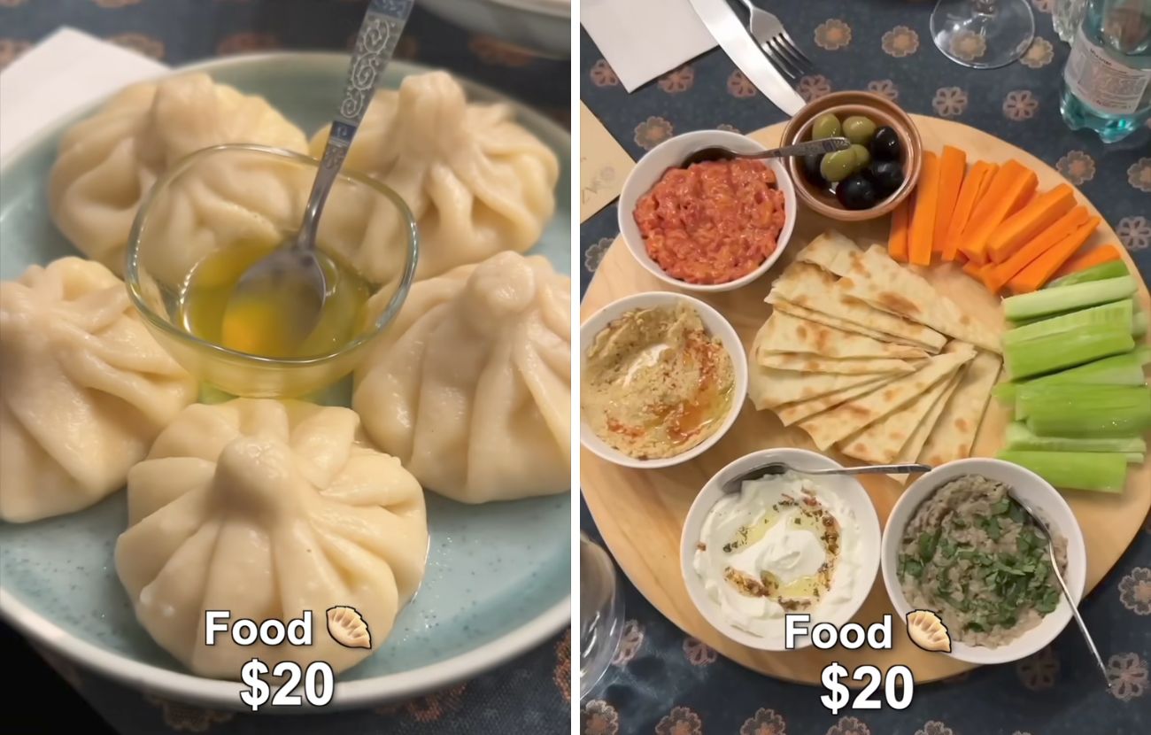 Del cibo georgiano, pagato poco.