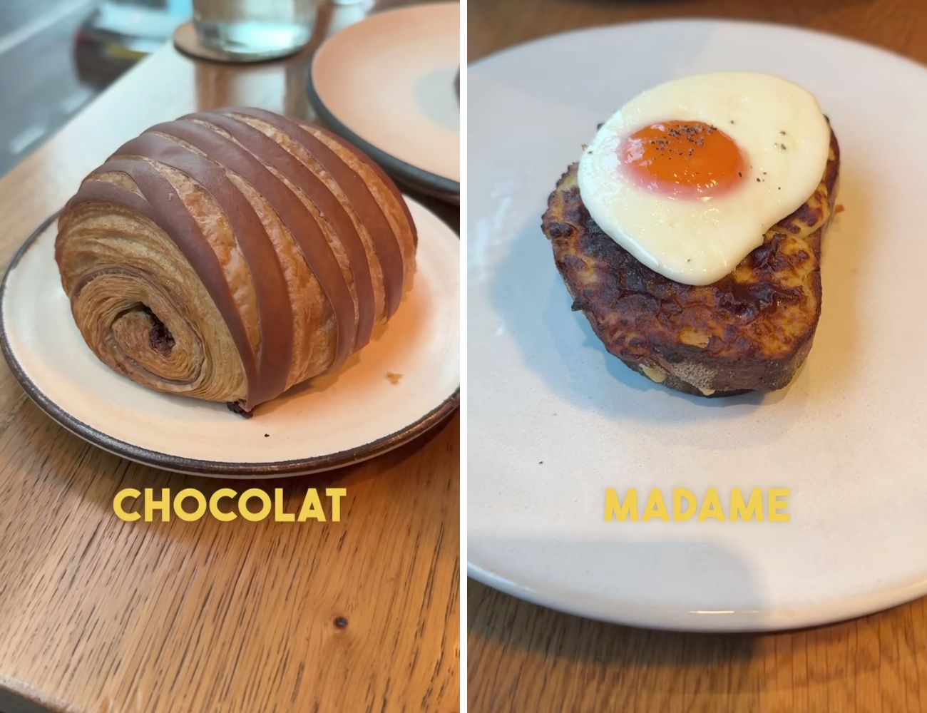 A sinistra il pain au chocolat, a destra la croque madame, tra i piatti più apprezzati da Zini.