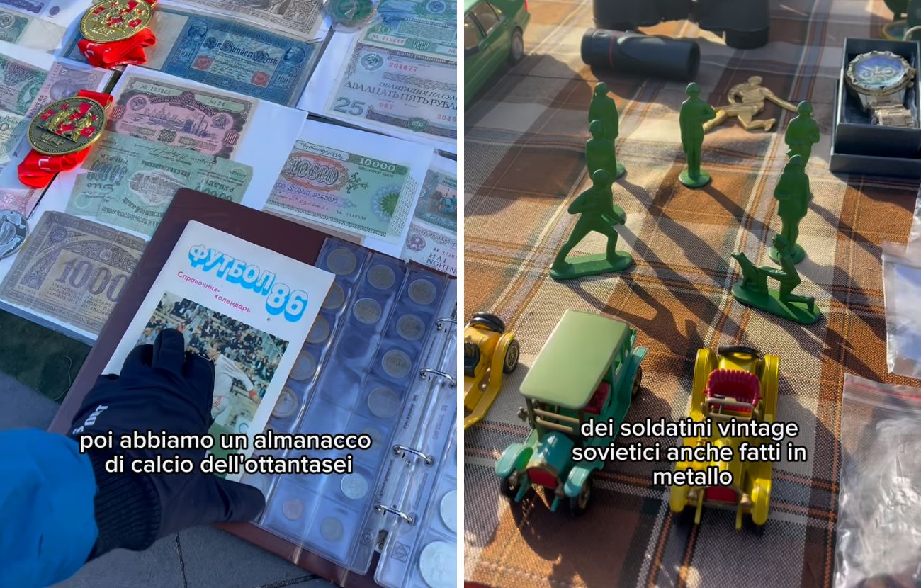 Alcuni oggetti curiosi trovati nel mercatino sovietico a Tbilisi, capitale della Georgia.