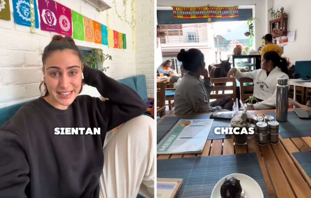 La content creator spagnola ha mostrato come due ragazze si siano sedute di fronte a lui e come, sullo sfondo, ci sia una mucca.