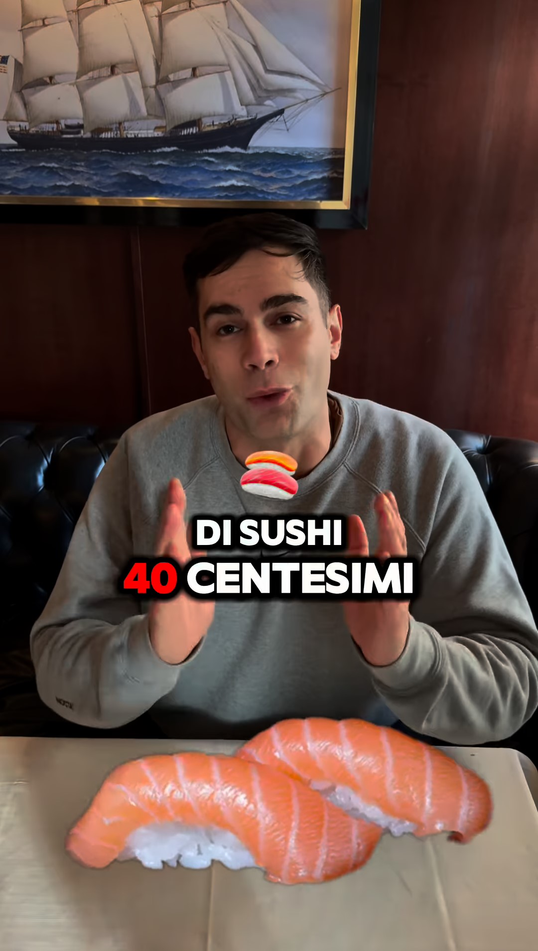 Secondo Alessandro Napoli, un singolo pezzo di sushi, al ristorante, costa 40 centesimi.