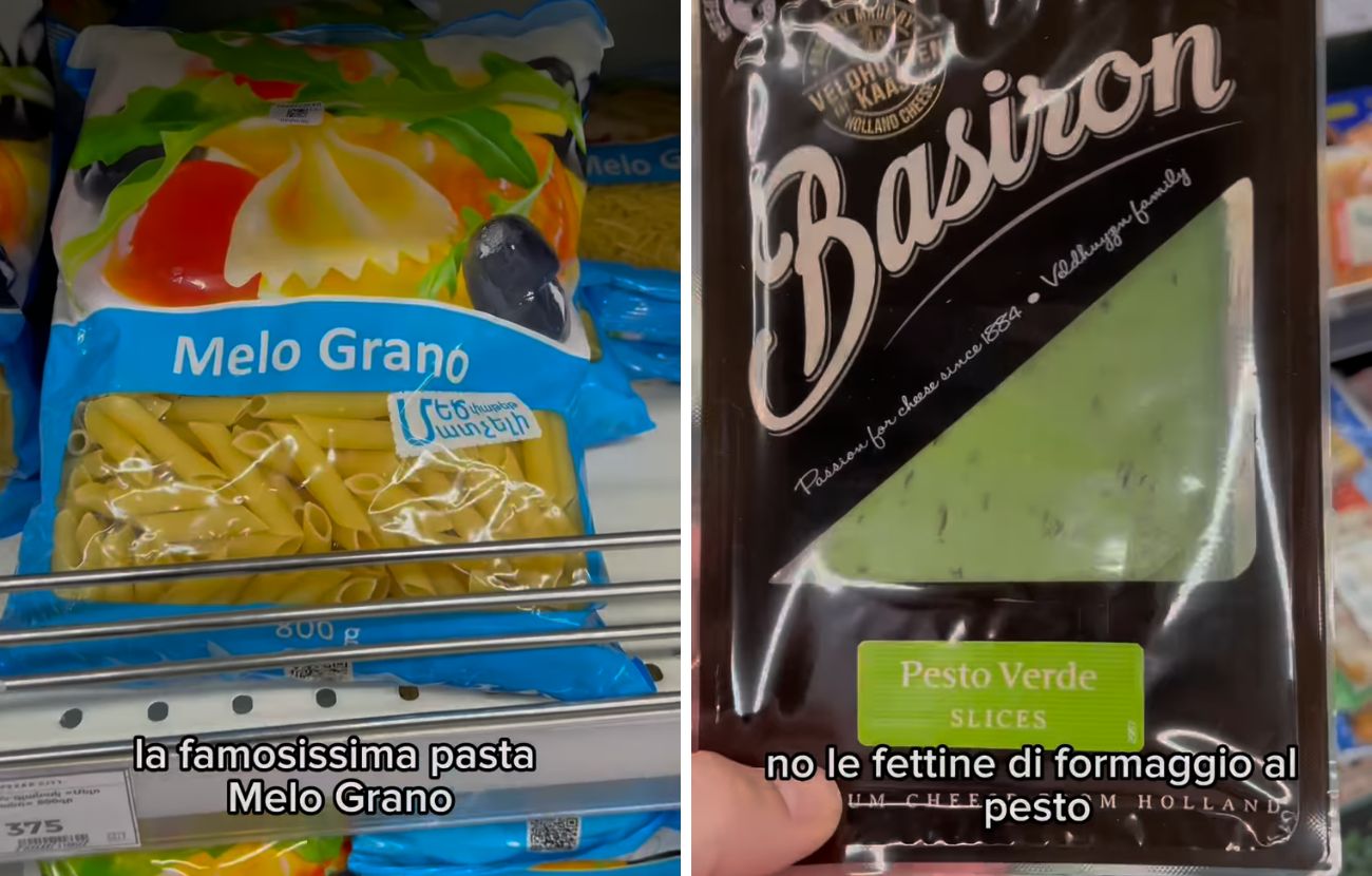 La pasta "Melo Grano" e il formaggio al pesto sono tra le stranezze più curiose trovate dal content creator nel supermercato armeno.