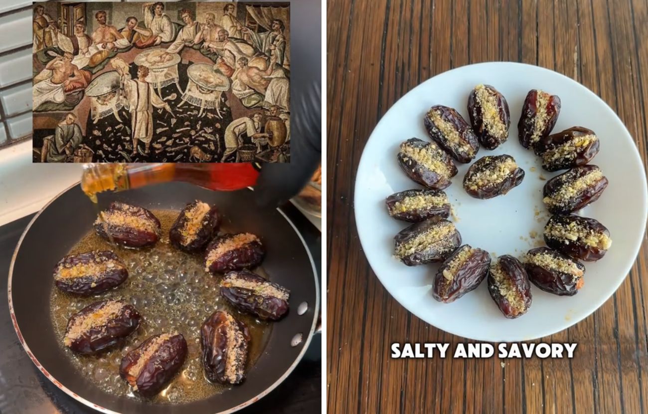 I datteri ripieni di frutta secca, cotti nel vino (e spesso nel miele) erano il cibo preferito dall'aristocrazia romana, consumati spesso mentre si assisteva ai combattimenti tra gladiatori.