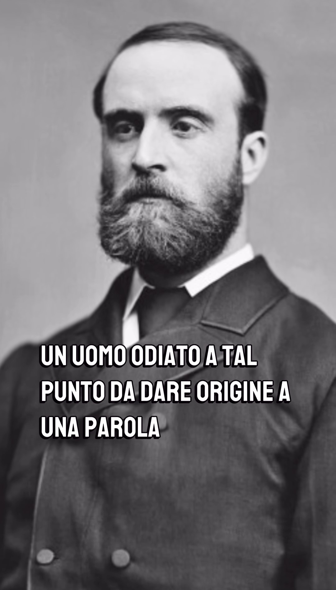Il volto di Charles Cunningham Boycott, l'uomo rimasto eterno a suo modo, perché i contadini lo hanno boicottato.