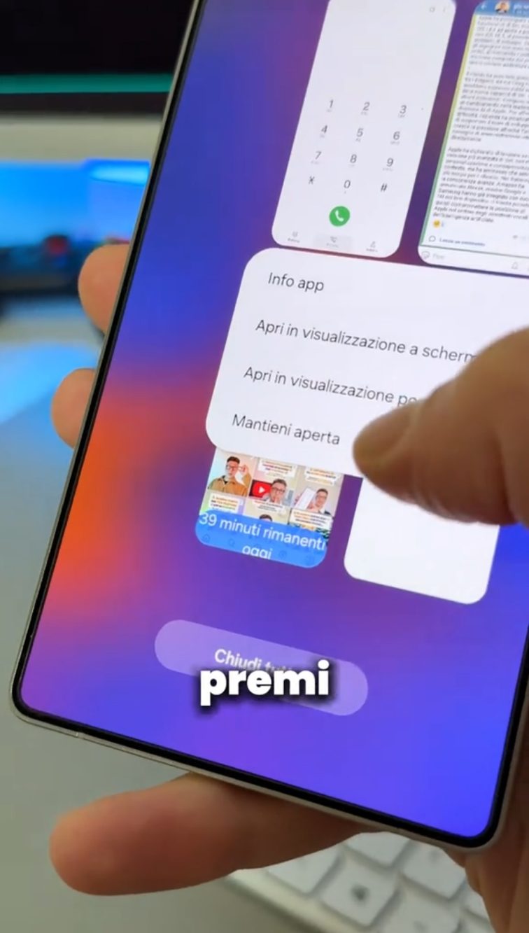 Esiste una funzione che evita alle app più usate di essere chiuse ad ogni "pulizia": basta tenere premuto sul nome dell'app come indicato dall'informatico.