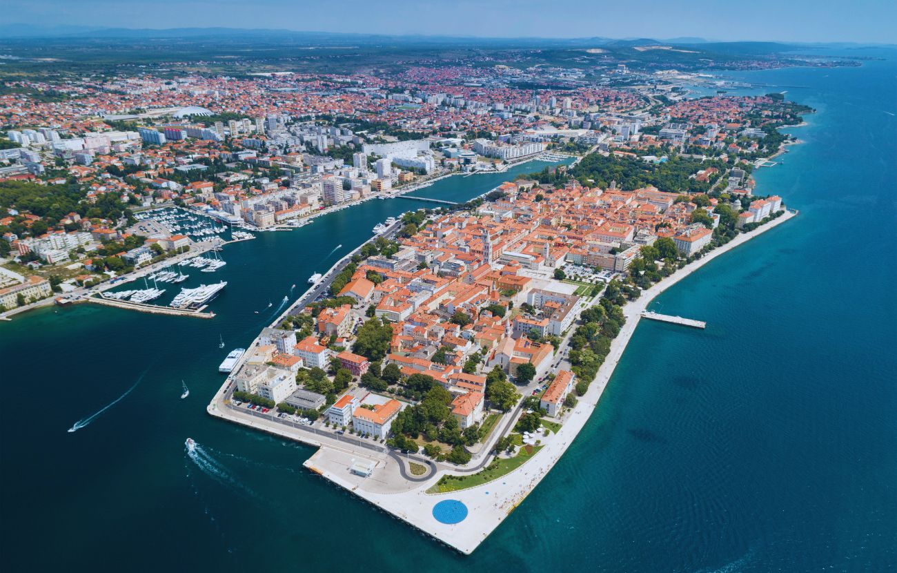 Una parte di Zara, città della Croazia, vista dall'alto.