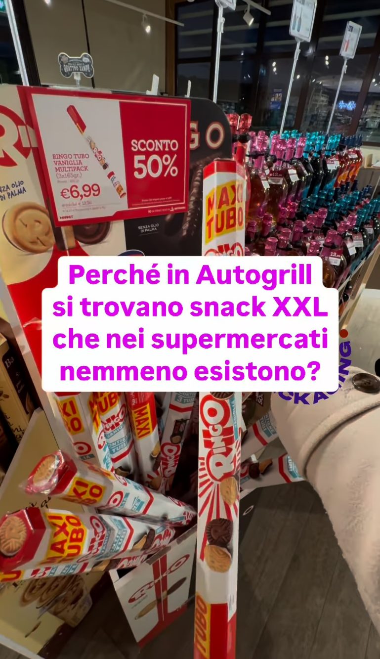 Gli esperti di @wow.packaging hanno spiegato perché i dolci XXL si trovano solo negli Autogrill.