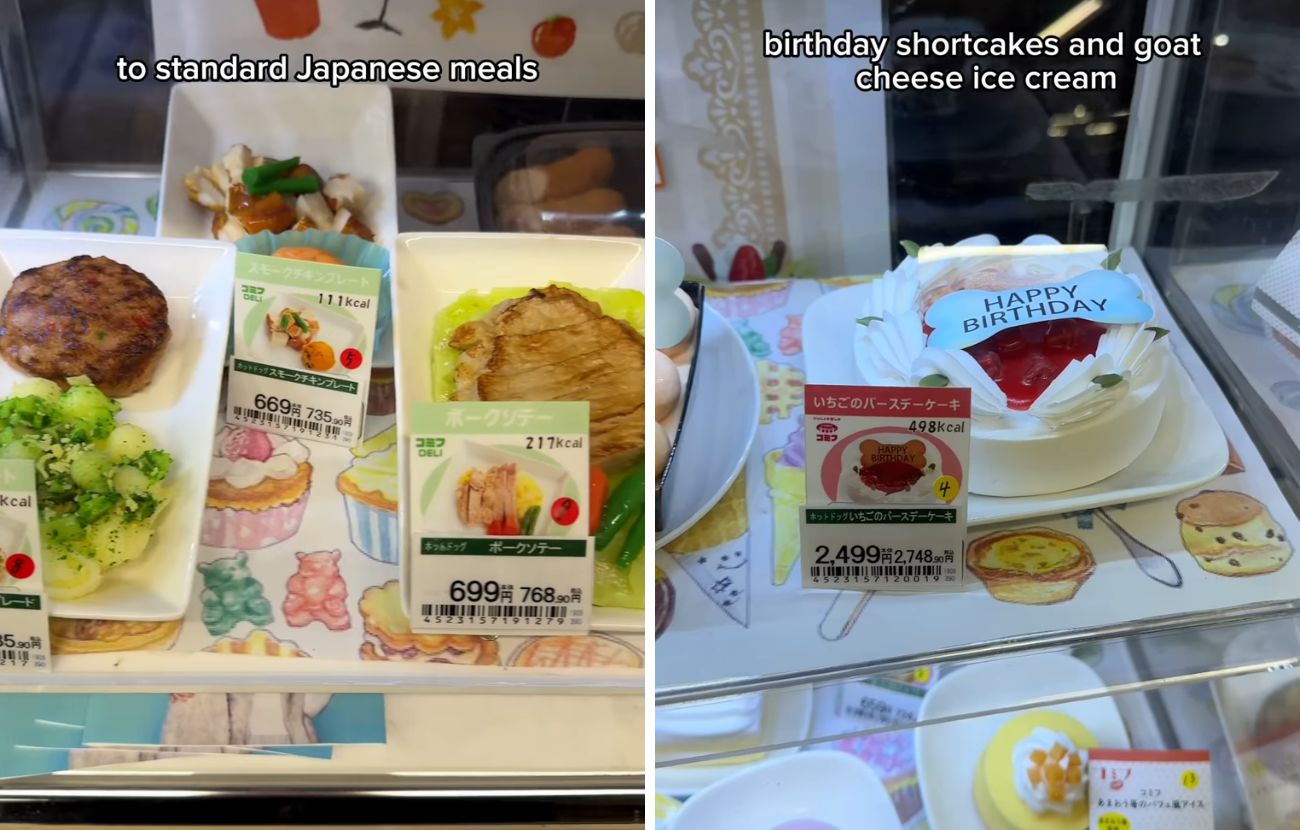 Alcuni esempi di cibo per cani in Giappone: a sinistra il salato e a destra il dolce.