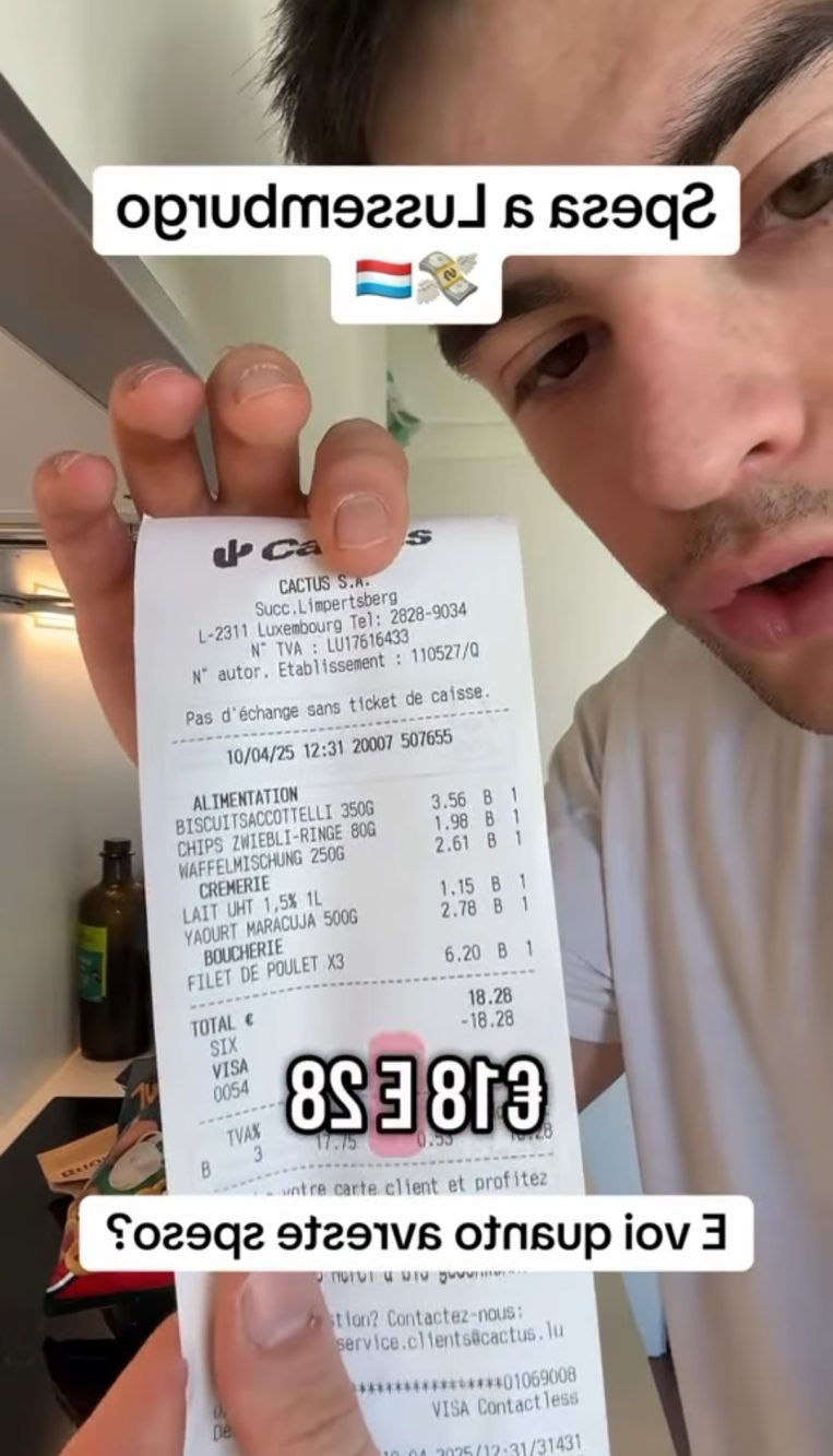 Lo scontrino della "spesa di metà settimana" in Lussemburgo.