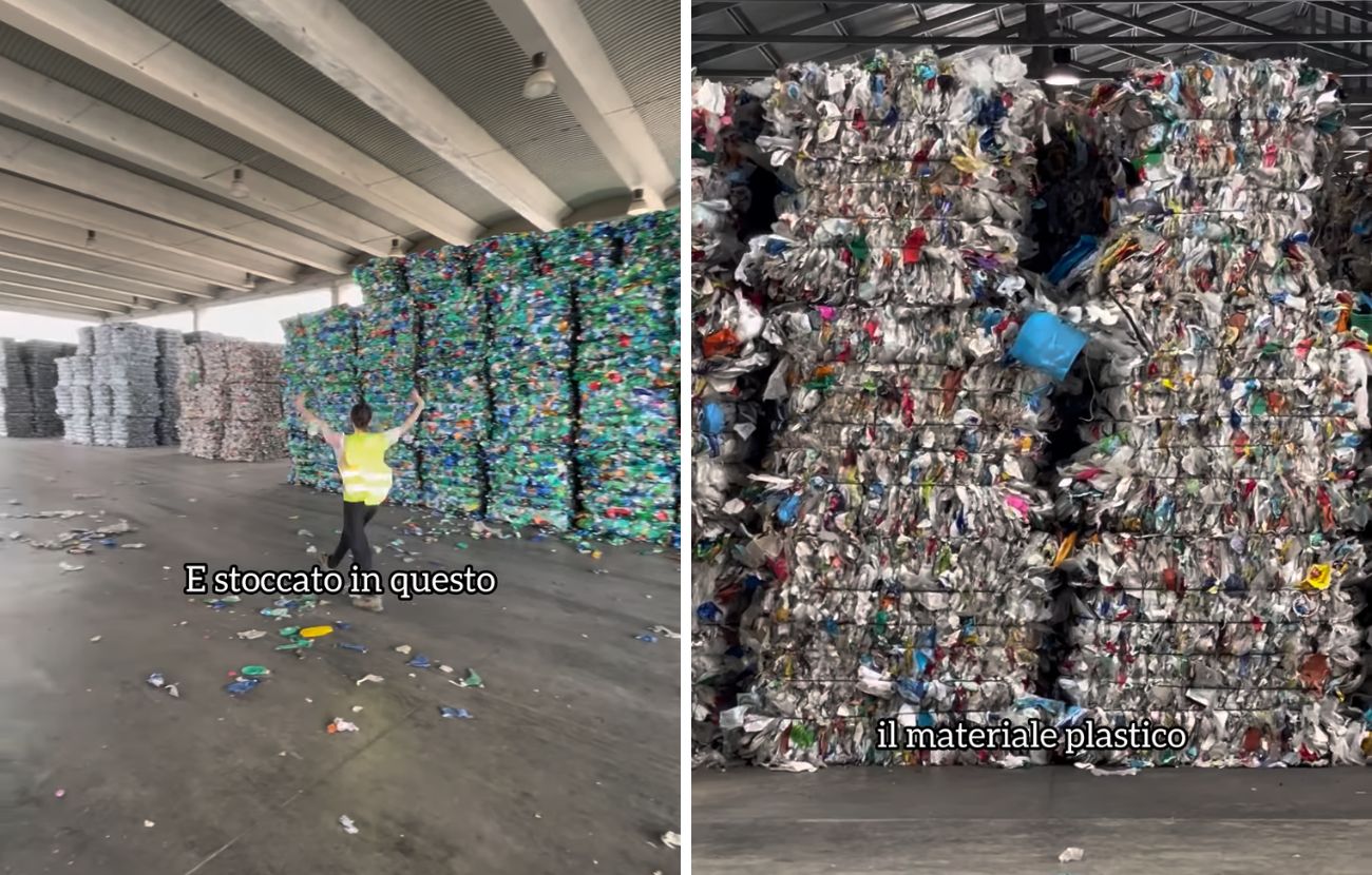 Ecco i "quadratoni" di plastica riciclata.