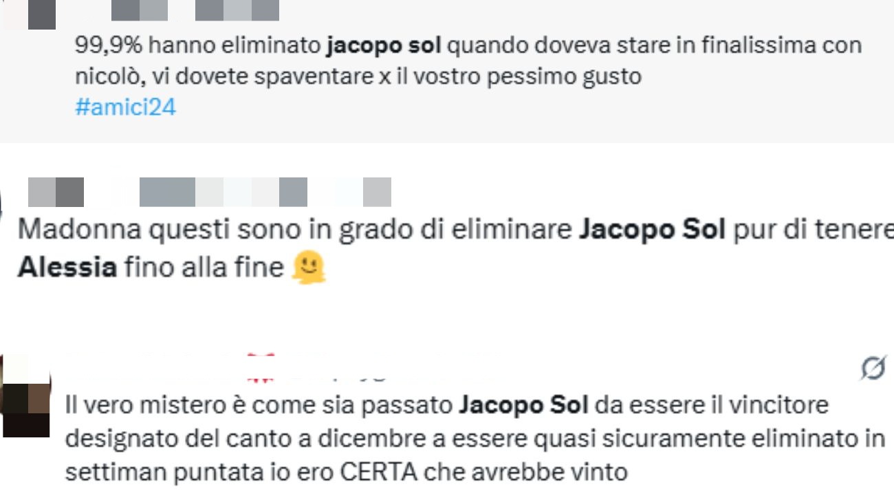Dai commenti twitter, Amici 24 Jacopo Sol