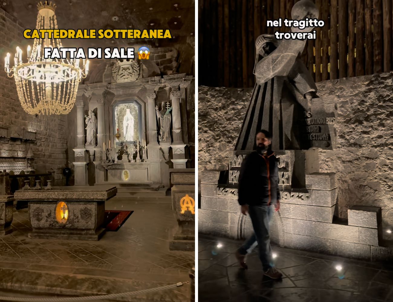 Alcuni scorci della chiesa sotterranea in Polonia e del percorso che guida fin lì.