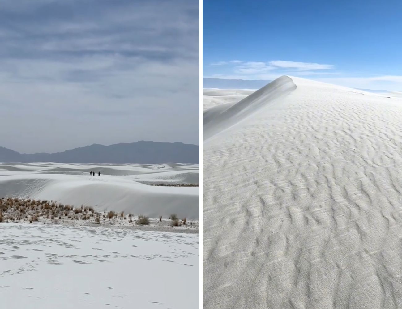 Alcuni scorci del deserto di sabbia bianchissima, dal video di @fiammettaphotos.