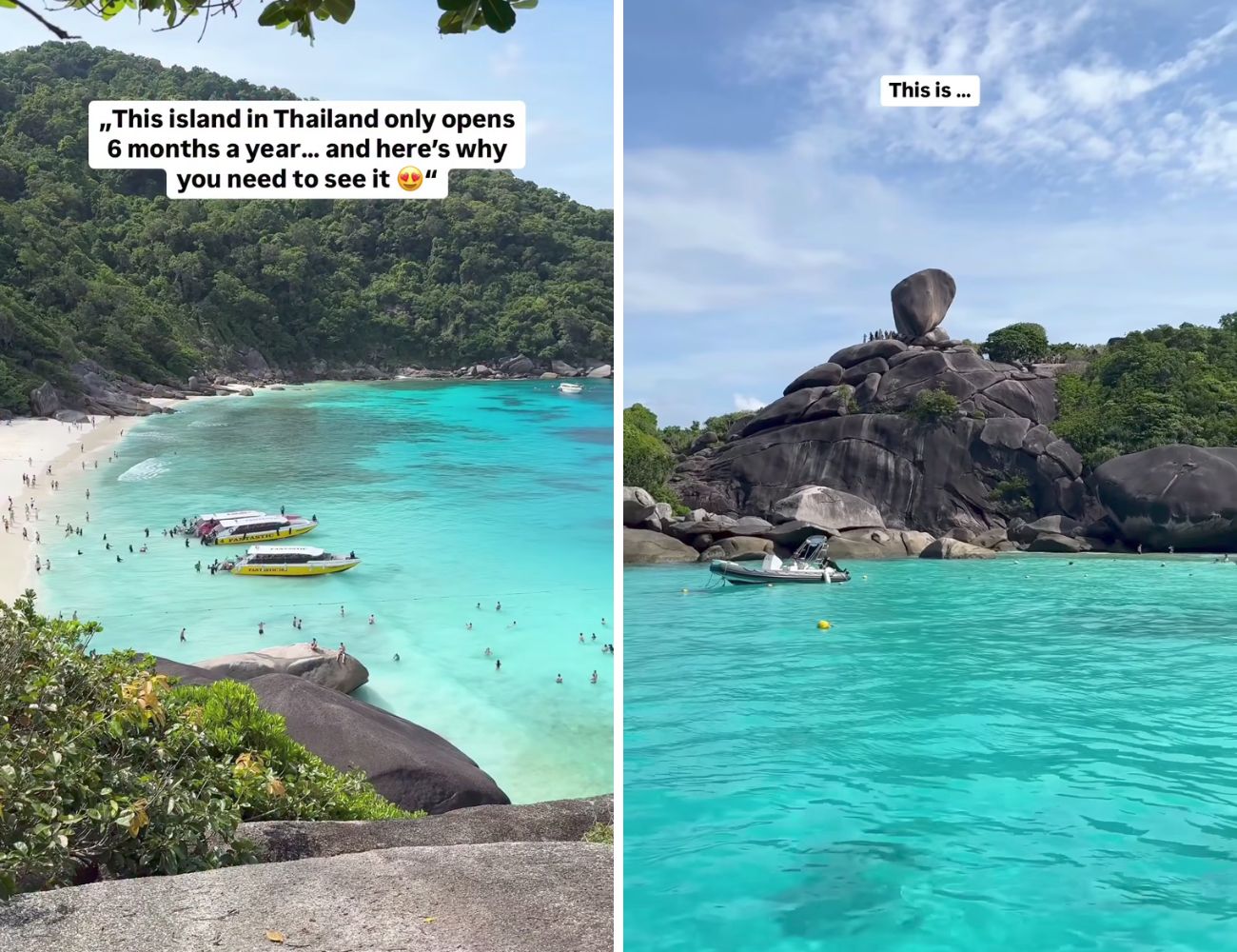 Due scorci dell'isola della Thailandia aperta solo sei mesi l'anno ai turisti