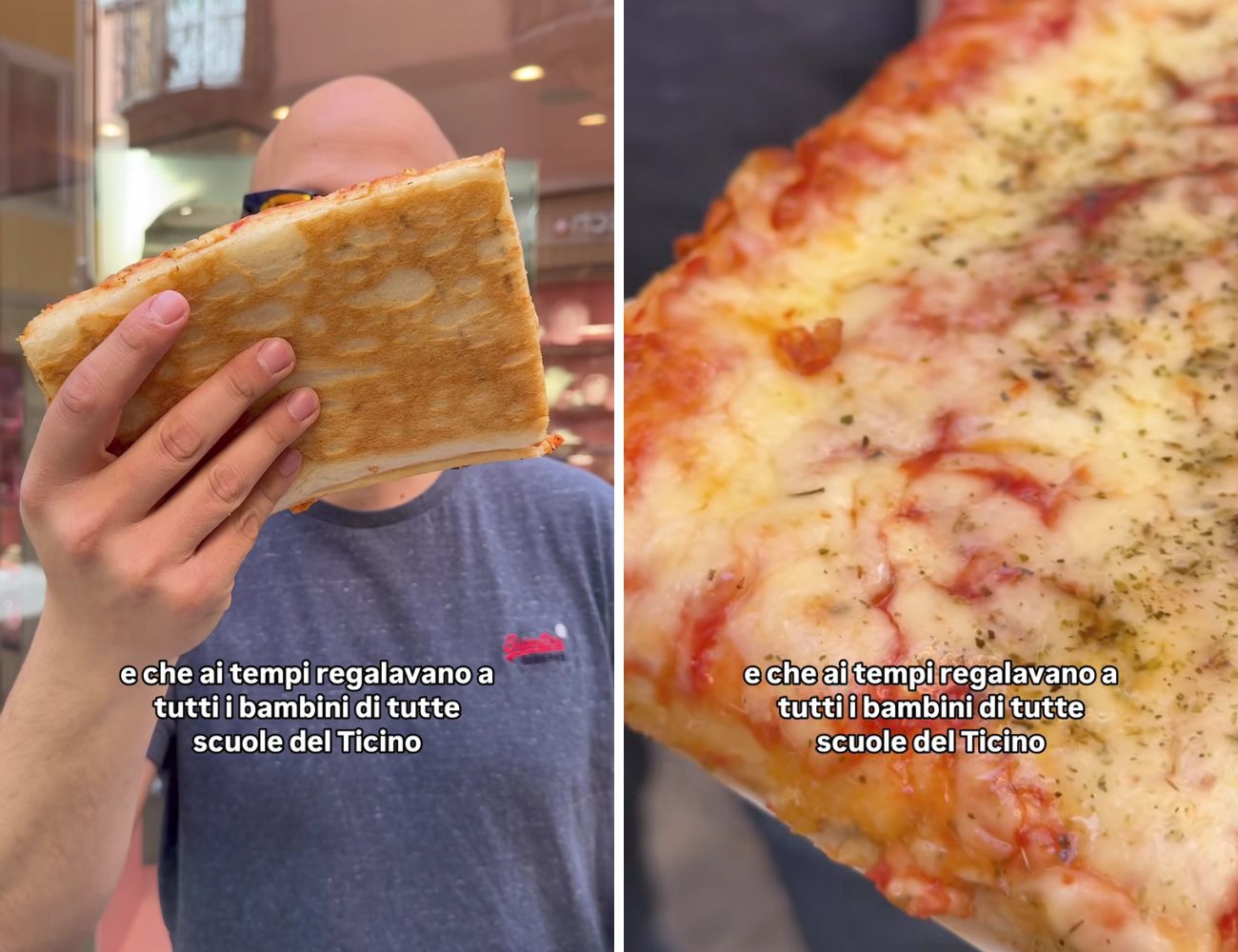 La pizza più famosa di Lugano si presenta così, sotto e sopra.