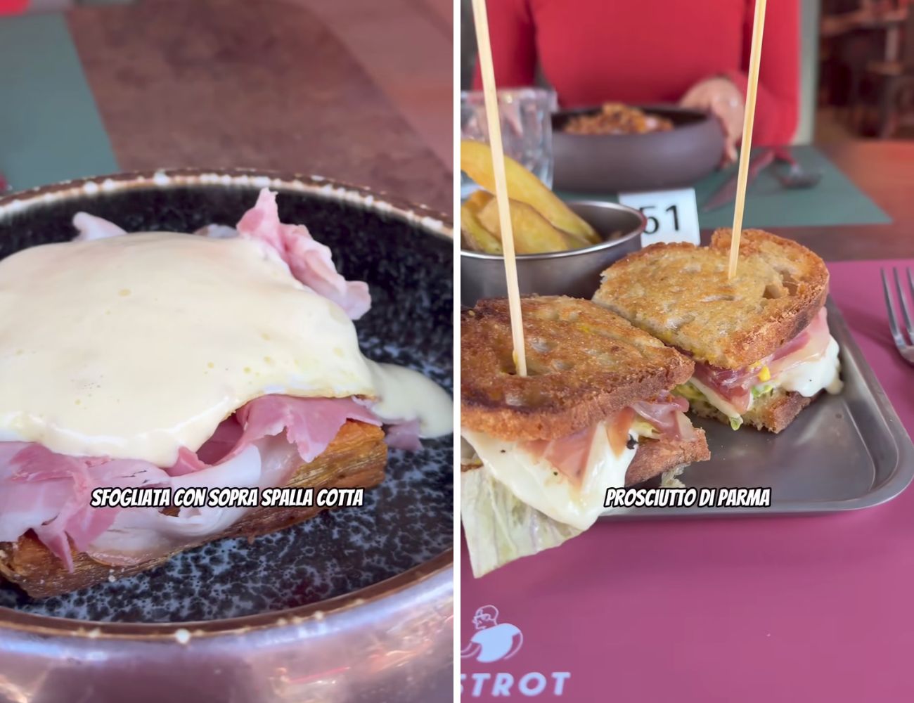 Oltre all'Amatriciana, i due hanno mangiato la Zingara e la patata fritta sfogliata con spalla cotta e fondina.