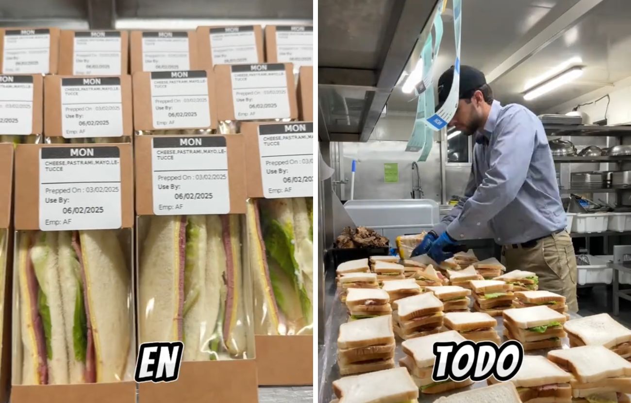Il ragazzo argentino prepara sandwich e poi li inscatola per il giorno seguente