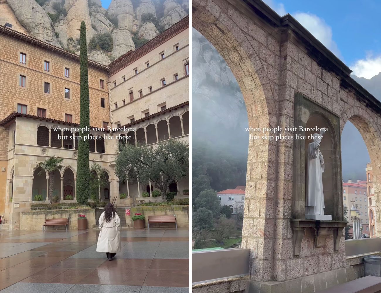 Due scorci del Monastero di Montserrat, a pochi km da Barcellona.