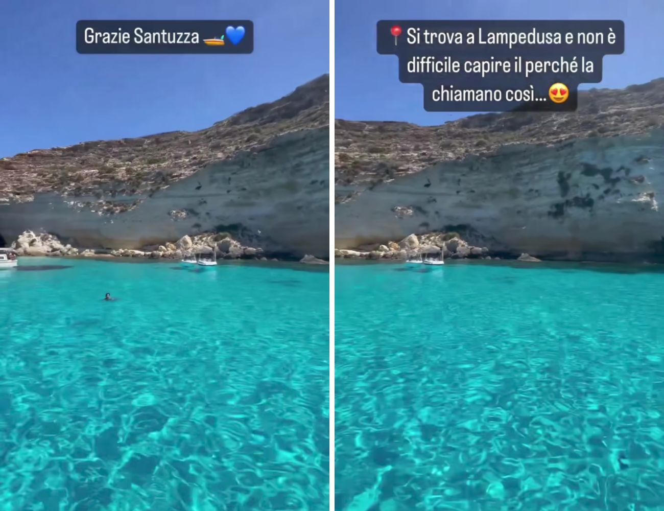 L'acqua incredibilmente chiara della 'Piscina di Dio' sull'isola di Lampedusa.