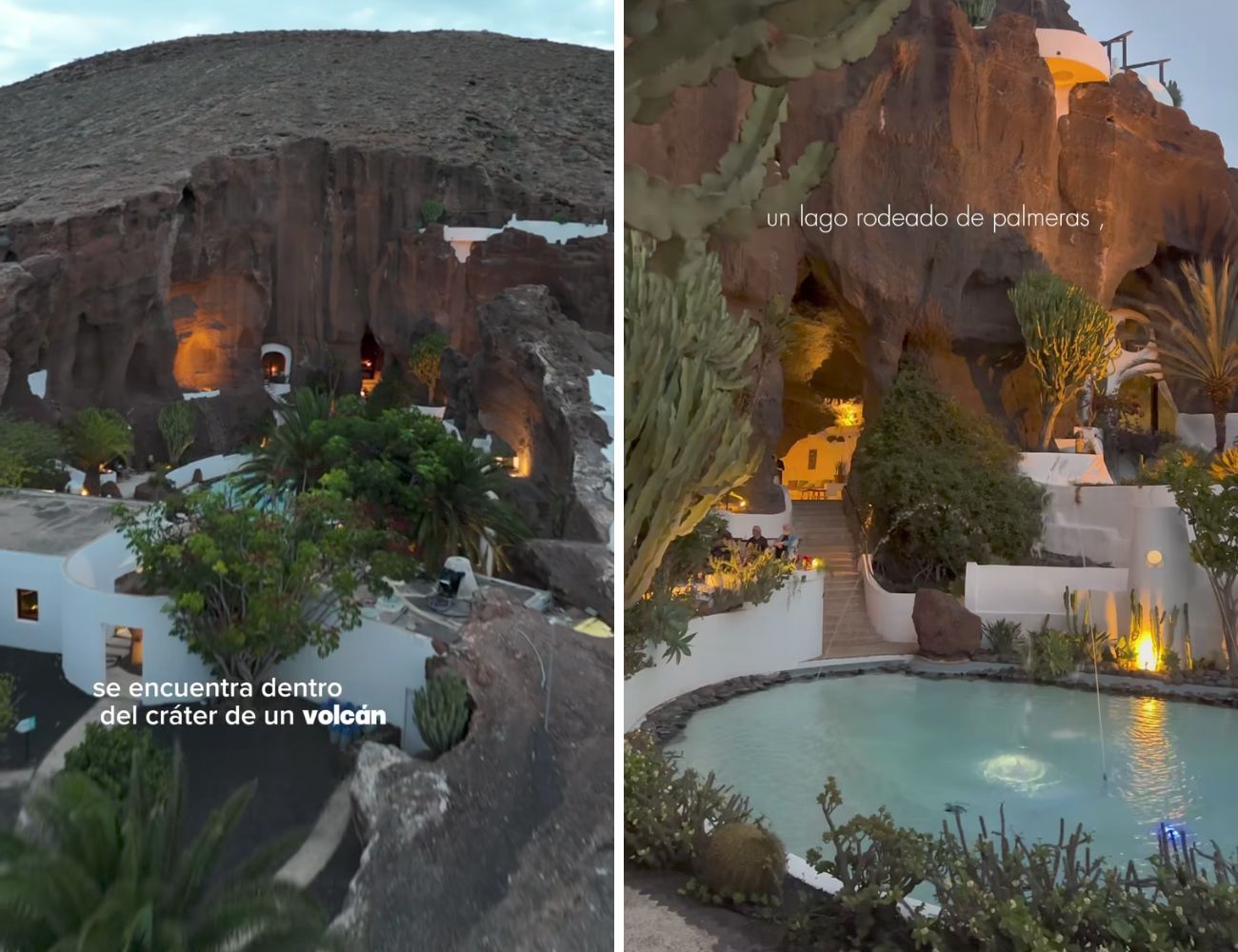 Il ristorante dentro il vulcano è un'opera architettonica incredibile.