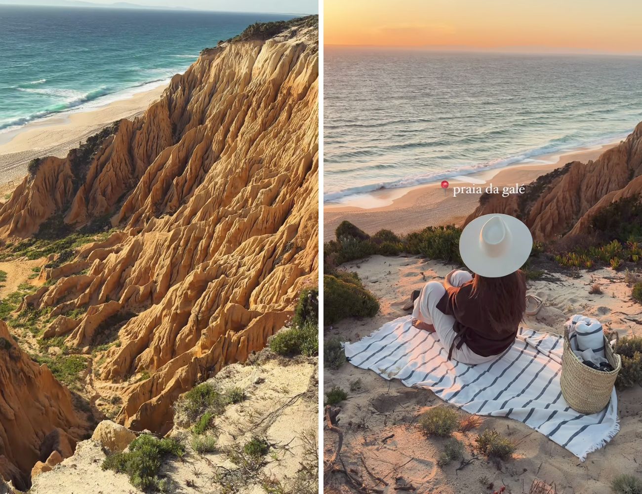 Due scorci di quella che la coppia di influencer ha definito "la spiaggia più bella del Portogallo"