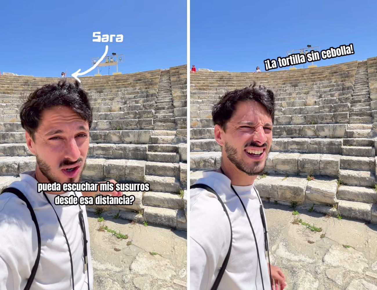 Marco bisbiglia parole a caso in spagnolo, Sara situata a 30 metri di distanza le sente perfettamente e le ripete.