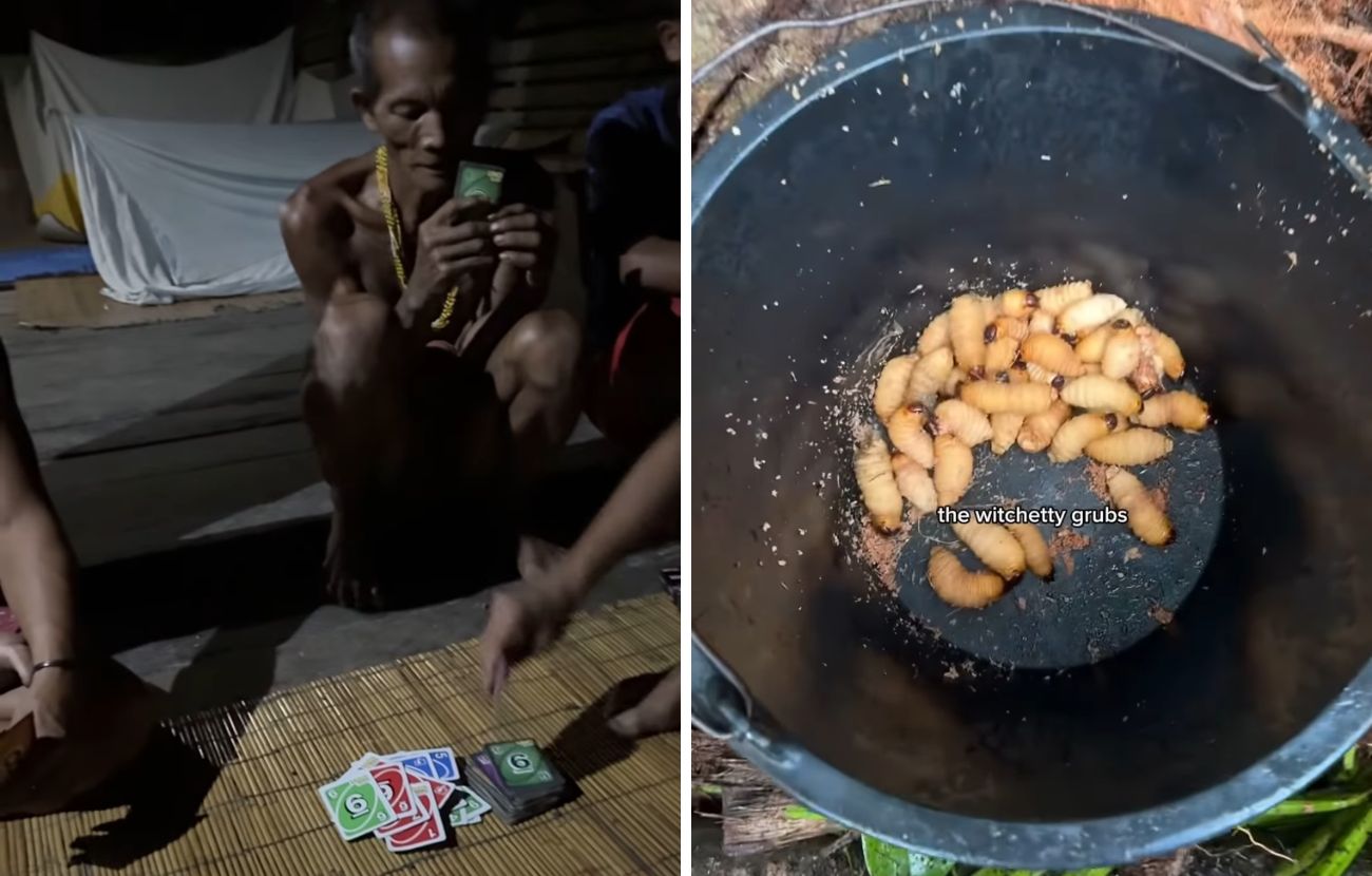 Mangiare larve e giocare a carte con dei residenti della giungla sono stati i momenti topici della giornata.