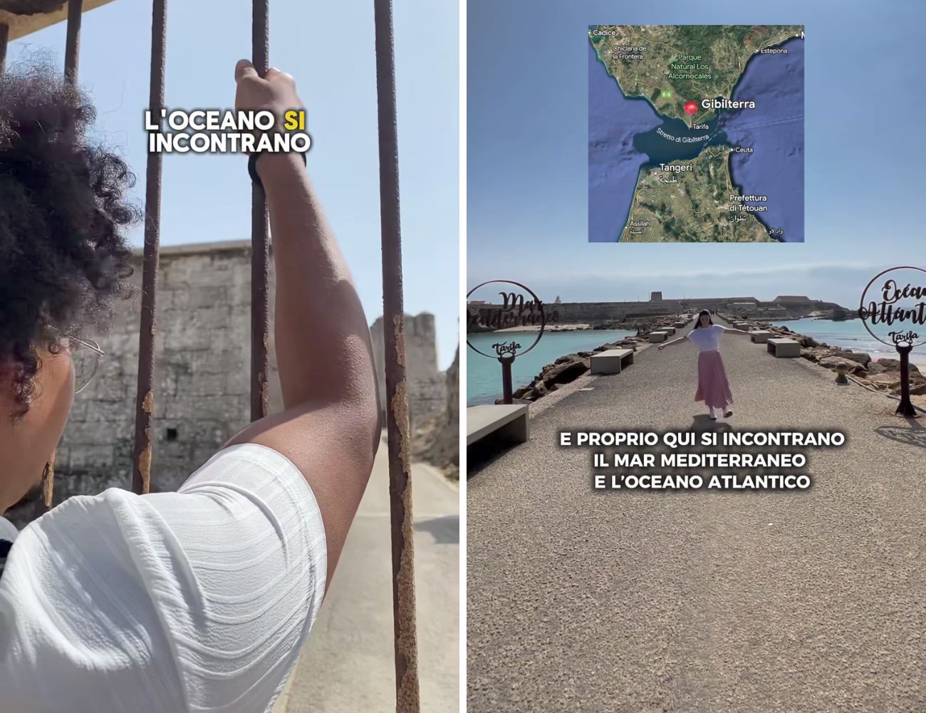 Il punto esatto dove si incontrano Mar Mediterraneo e Oceano Atlantico è attualmente inaccessibile da terra, mentre c'è questa lingua di cemento che li divide.