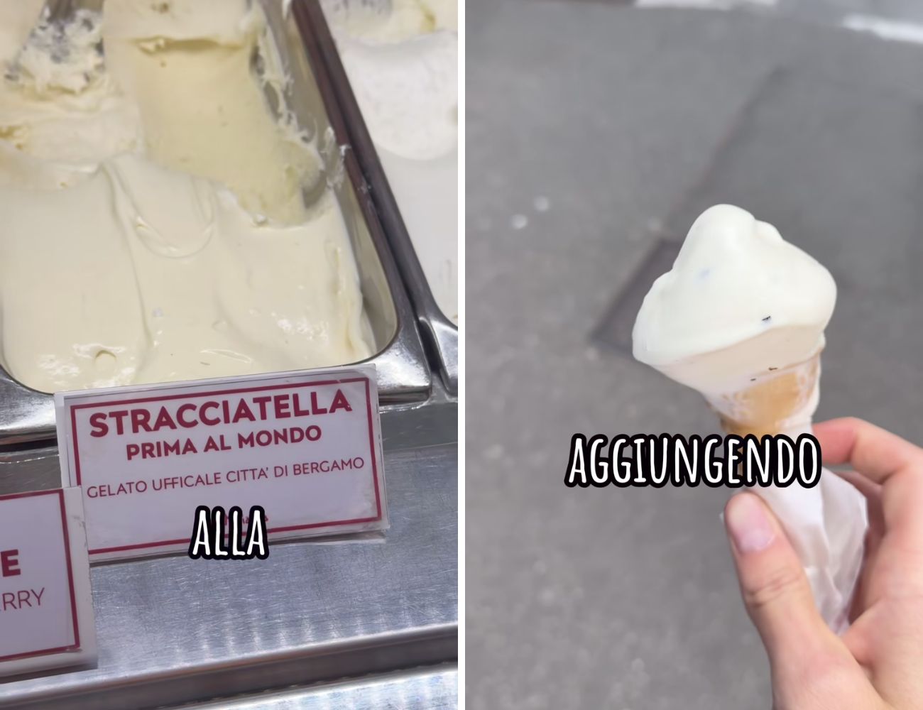 Come si può vedere, la Stracciatella 'originale' di Bergamo ha una quantità molto bassa di scaglie di cioccolato.
