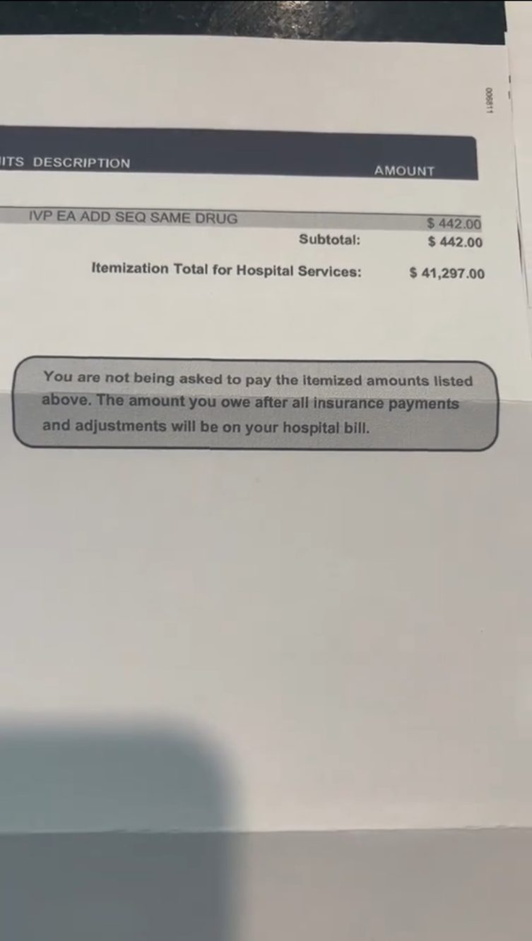 Una fattura da 41.000 dollari è realtà negli Stati Uniti della sanità privata.