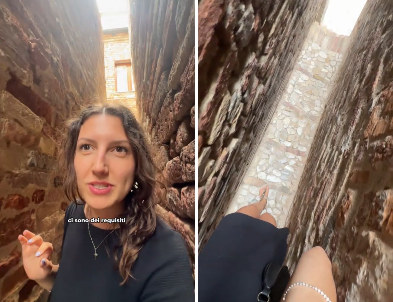 Questo è il vicolo più stretto d'Italia: c'è poco spazio per camminare, anche per una persona minuta.