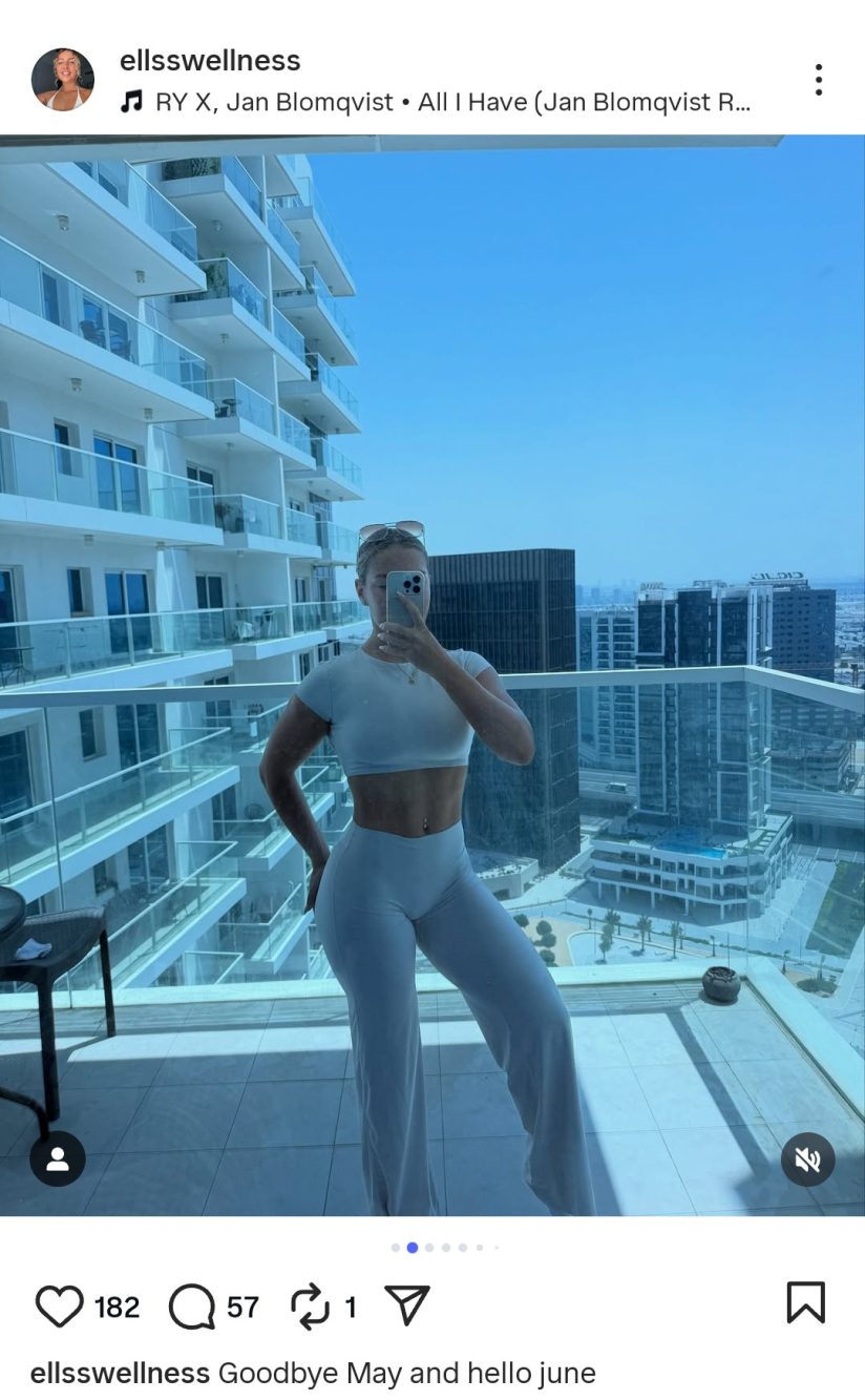 La personal trainer 23enne a Dubai