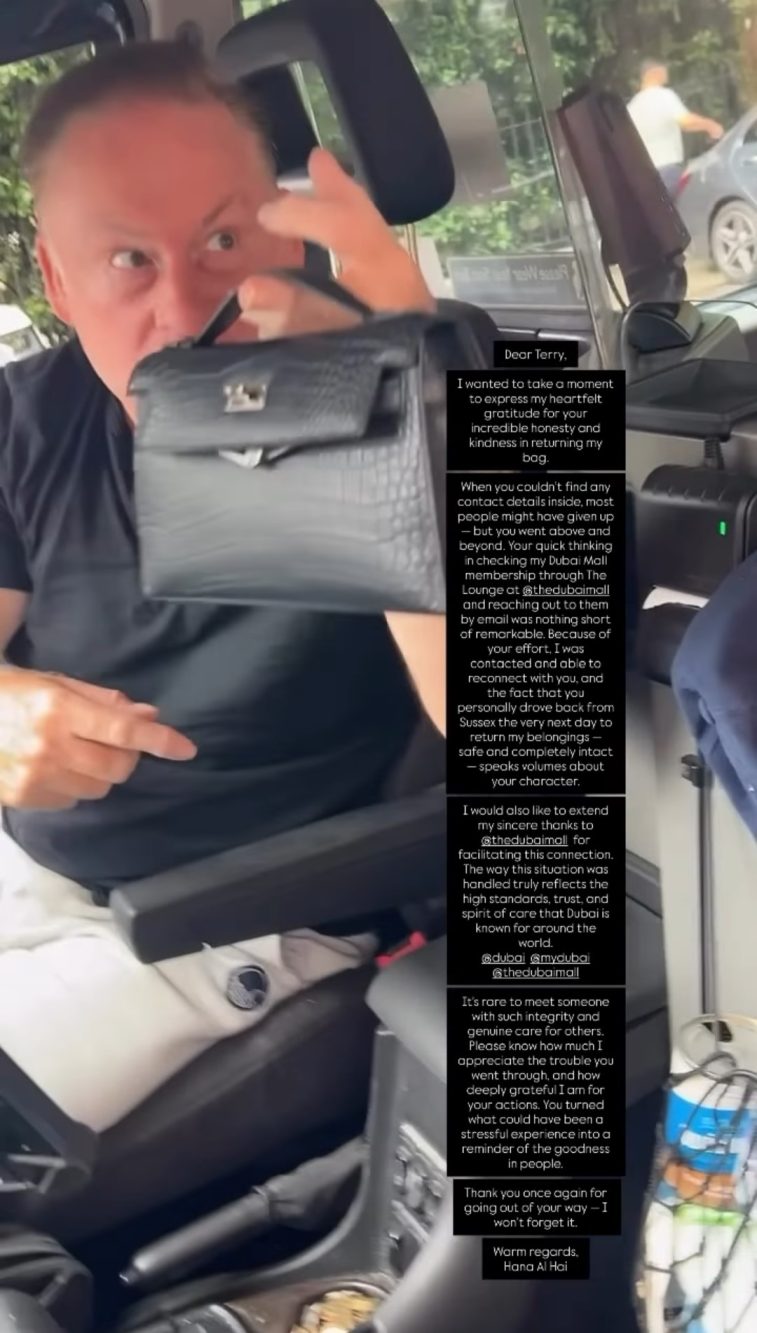 Uno screenshot del video pubblicato dalla proprietaria della borsa Hermes.