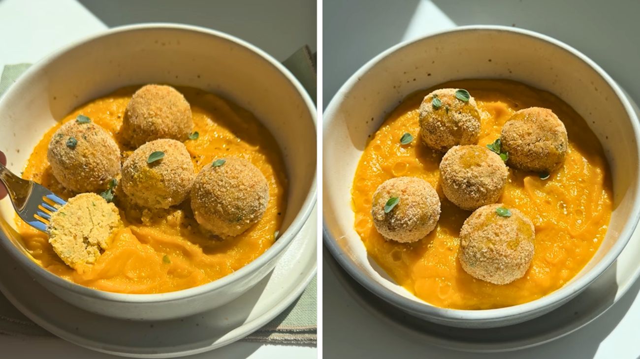 Polpette di ceci con crema di zucca