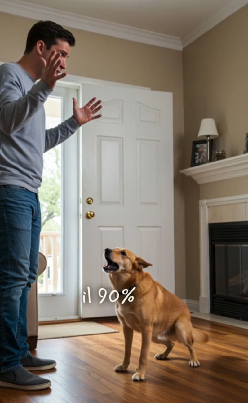 Se il cane abbaia verso il citofono, la cosa peggiore da fare è agitarsi e urlare "zitto" o "basta".