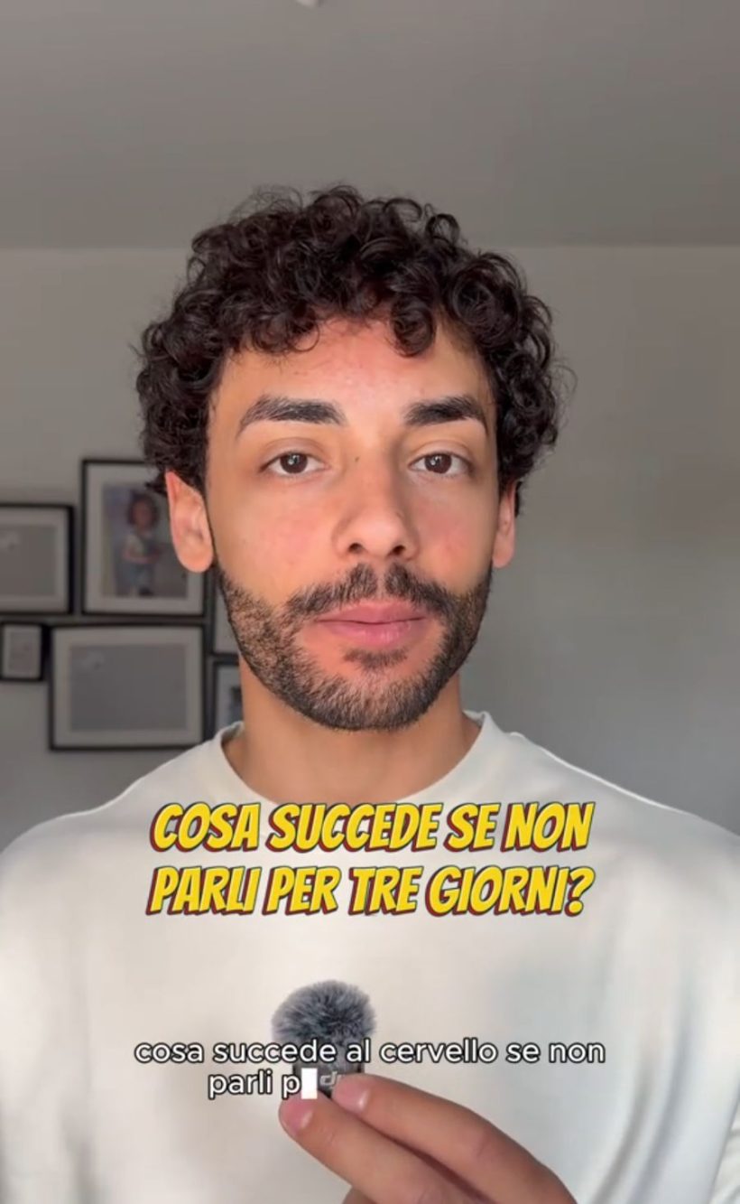 Citando studi scientifici, il content creator @gianmarco_quilla ha parlato degli effetti sul cervello derivanti dal non parlare per 72 ore di fila.