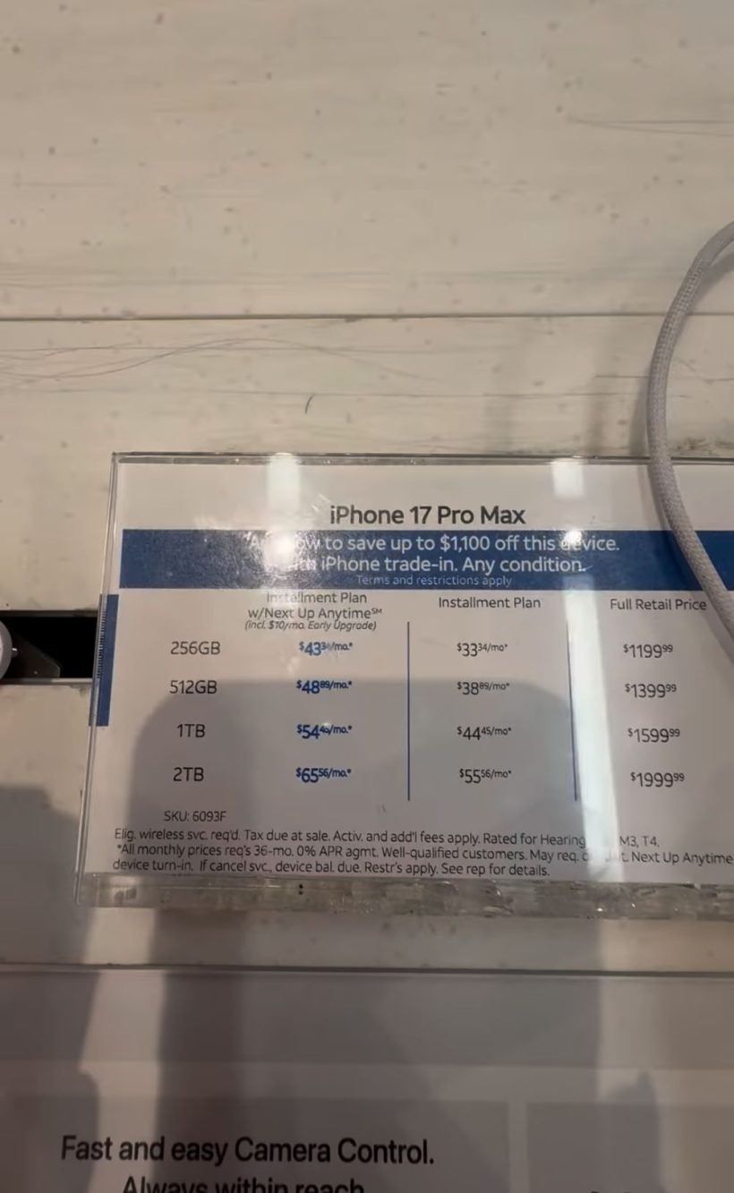 Questo schema spiega quanto costano gli iPhone 17 da acquistare direttamente o a rate (compreso il traffico dati)