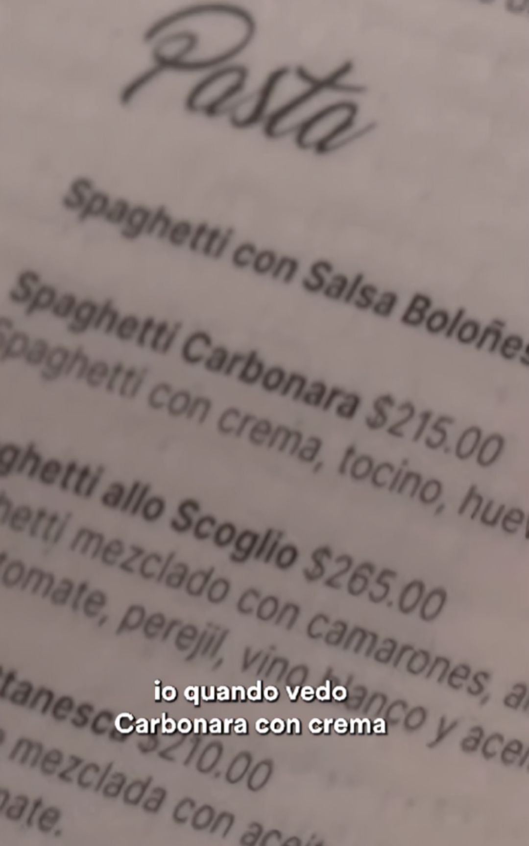 menu carbonara