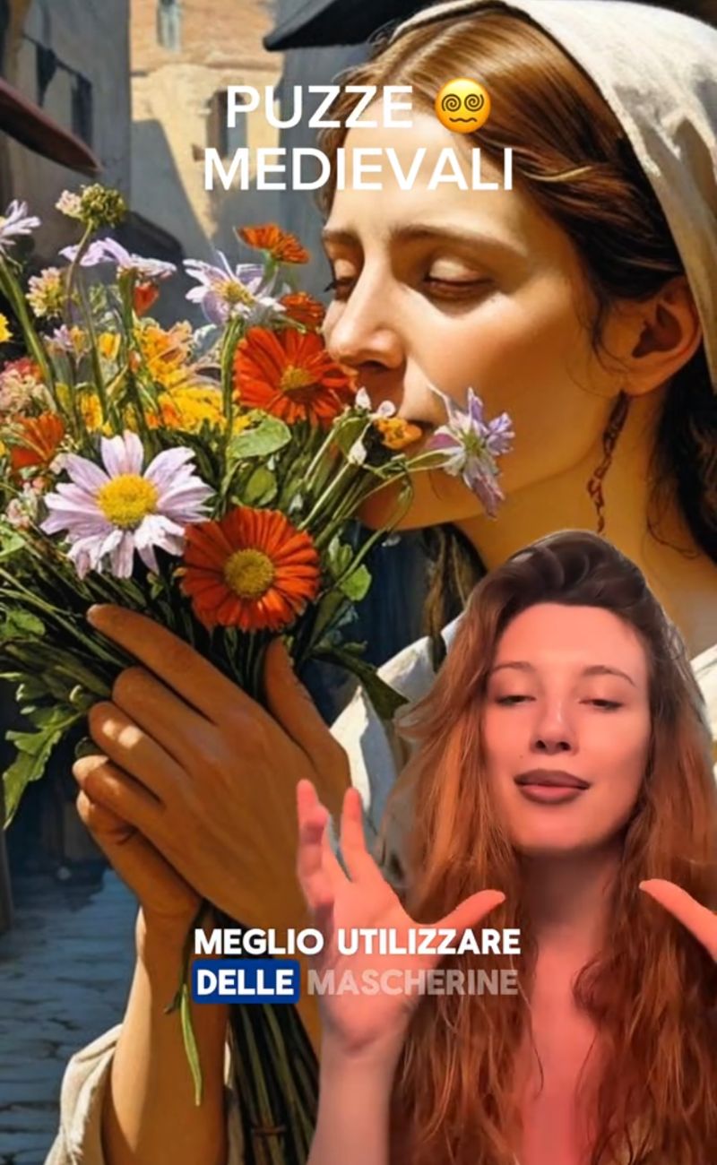 Per non respirare i miasmi degli escrementi umani e animali, chi ha vissuto nel Medio Evo spesso copriva le narici con dei fiori.