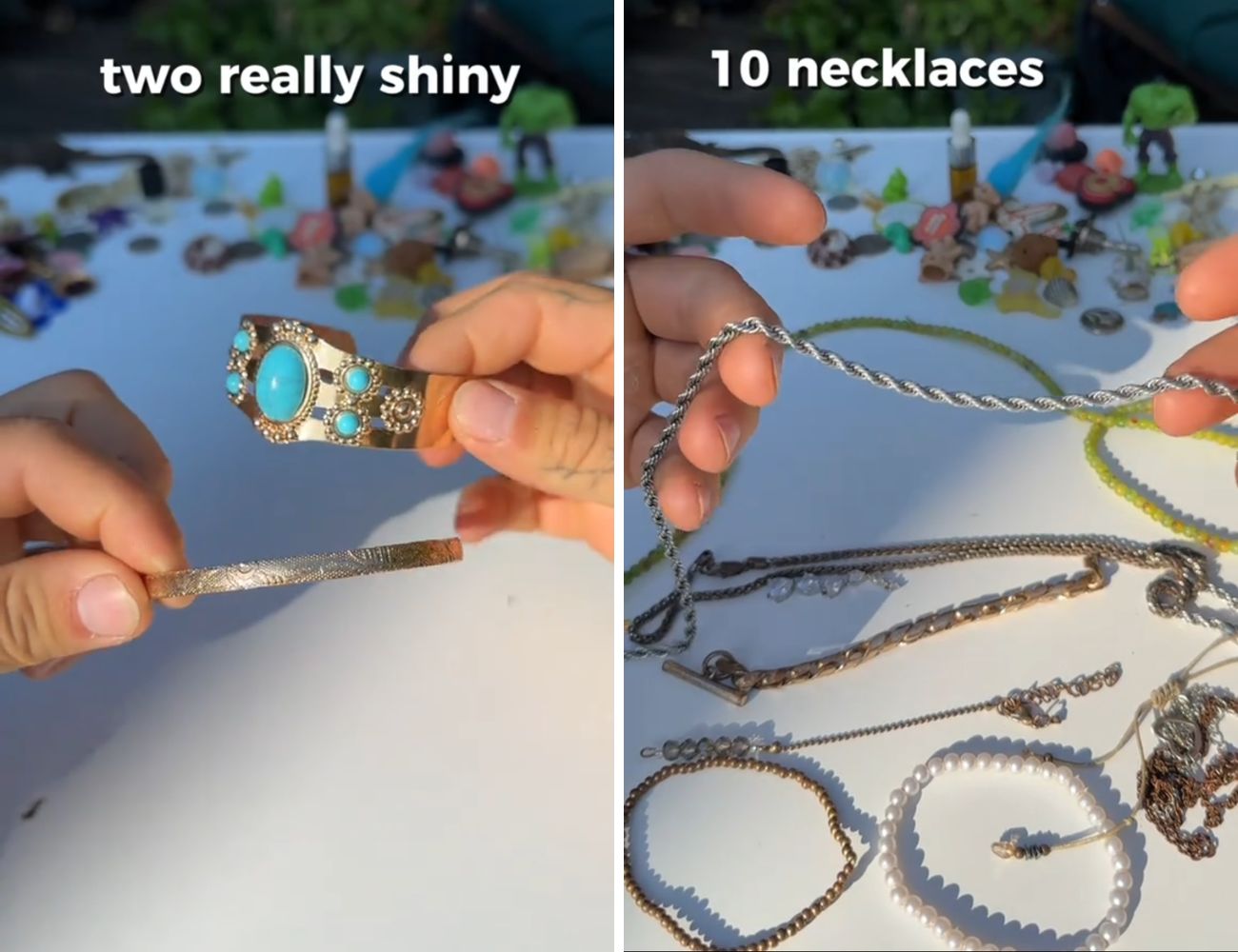 Alcuni degli oggetti ritrovati dall'addetto alle pulizie