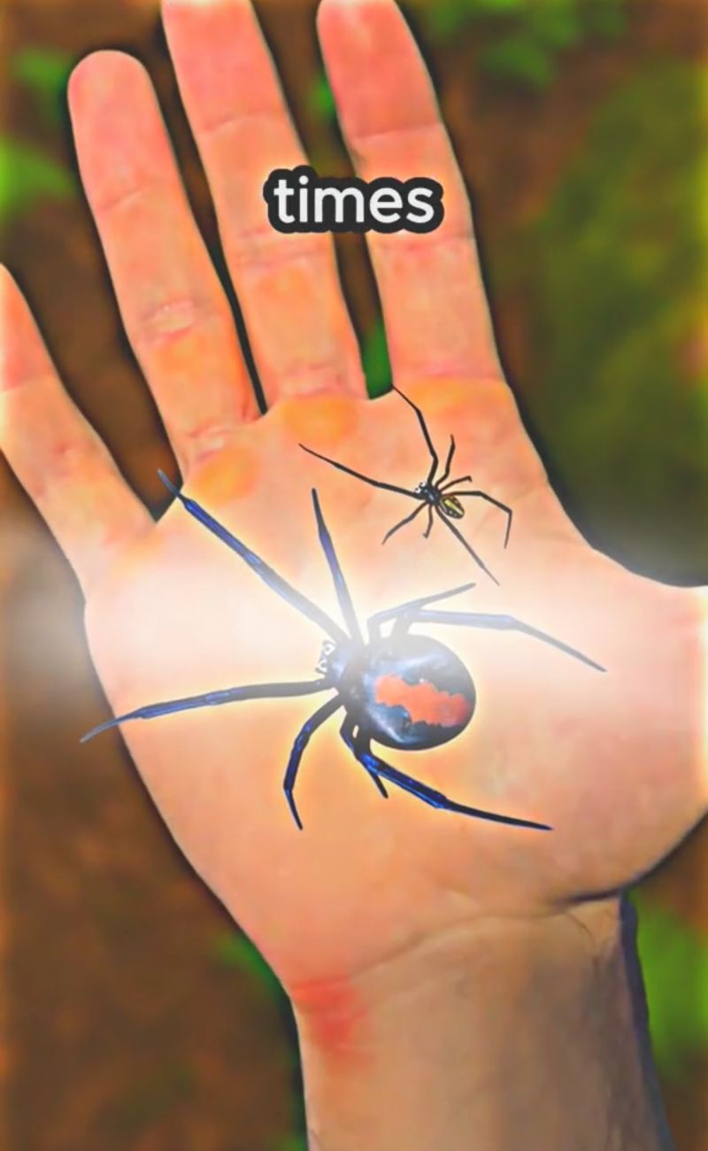 Il maschio del ragno dalla schiena rossa è otto volte più piccolo dell'esemplare femmina. L'accoppiamento dura pochi secondi e 9 volte su 10 finisce con la femmina che lo divora per nutrire sé stessa e i futuri 'figli'.