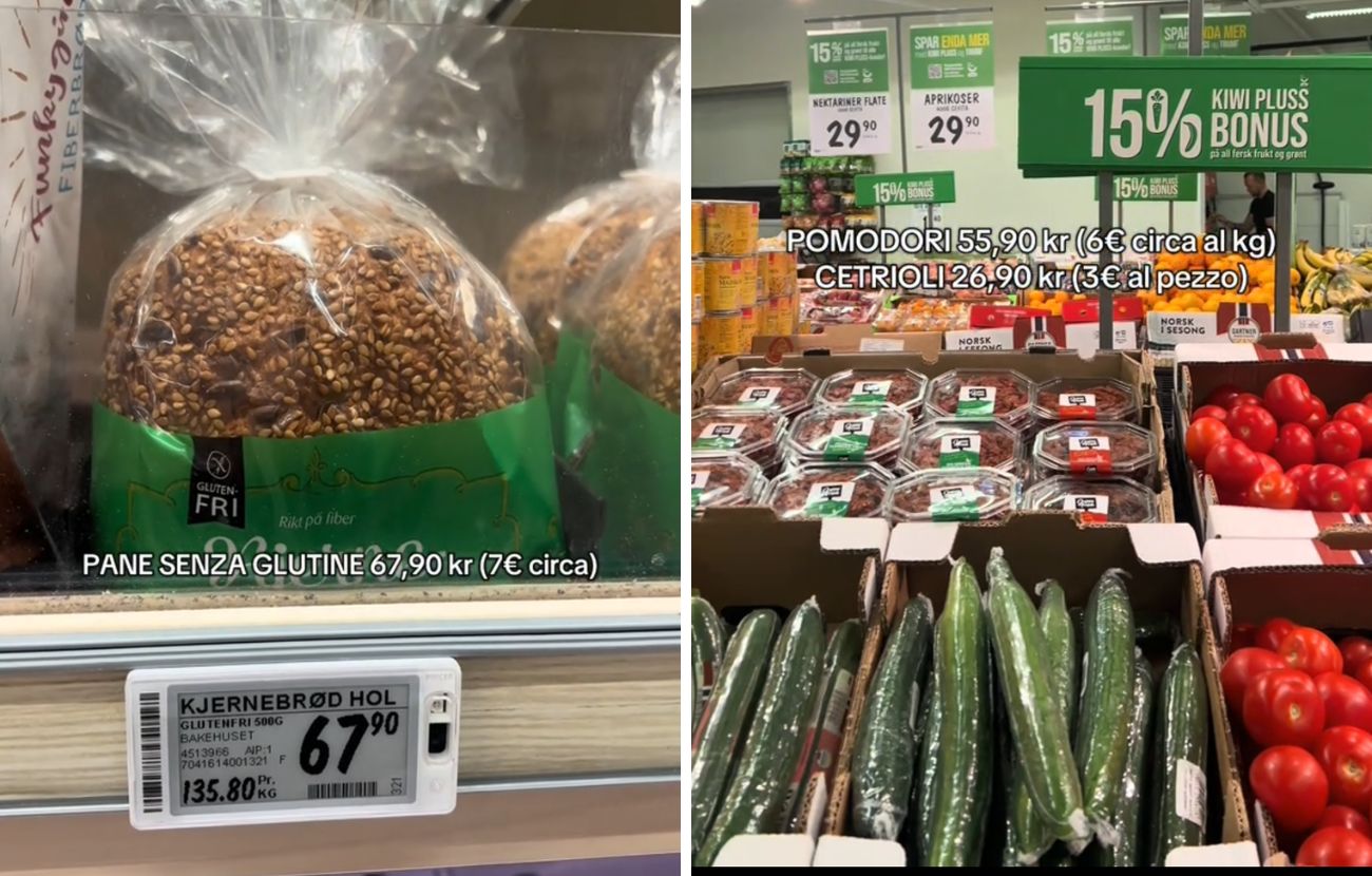 Mezzo chilo di pane senza glutine costa 7€, un singolo cetriolo (molto grande) 3€ 