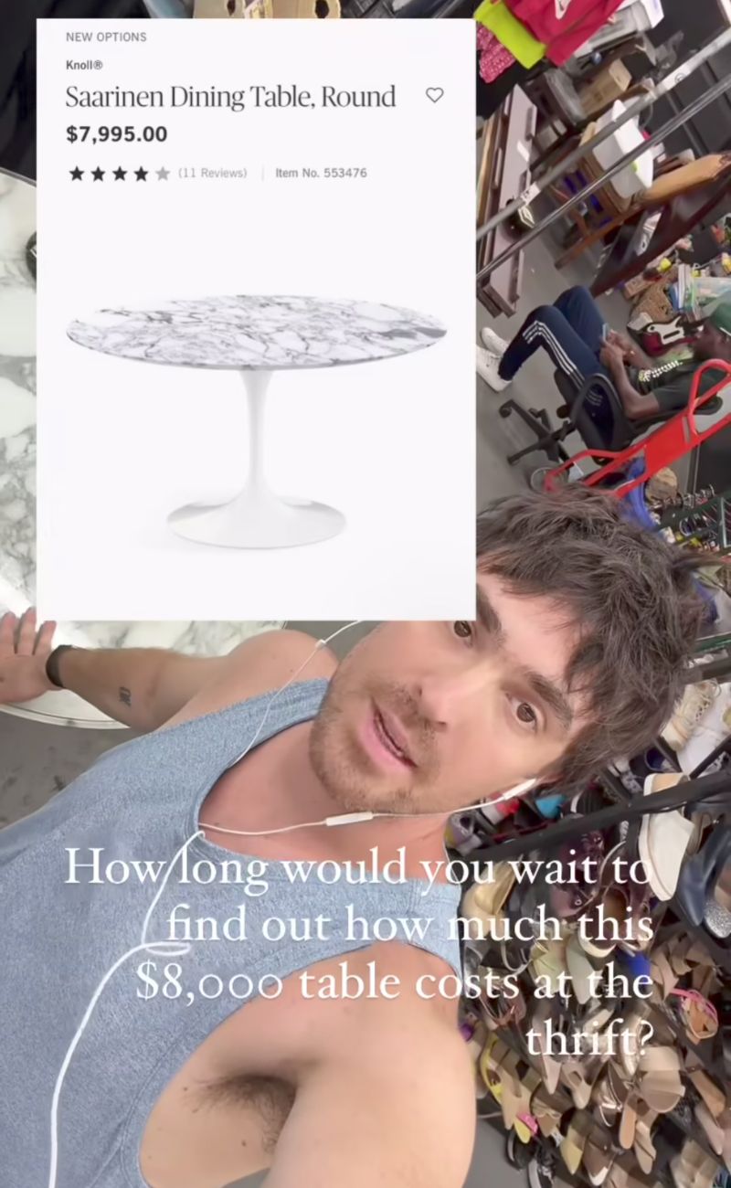 L'esperto ha mostrato come quello stesso tavolino online venga venduto anche a 8000 dollari, dunque oltre 6800€